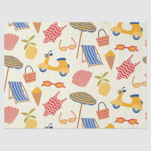 La dolce Vita Italian summer beach Pattern  薄葉紙 (正面)