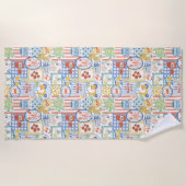 La Dolce Vita Italian Summer Lemon Mediterranean  ビーチタオル (正面)