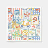 La Dolce Vita Italian Summer Lemons Mediterranean  スタンダードカクテルナプキン (正面)