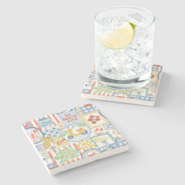 La Dolce Vita Italian Summer Lemons Mediterranean ストーンコースター