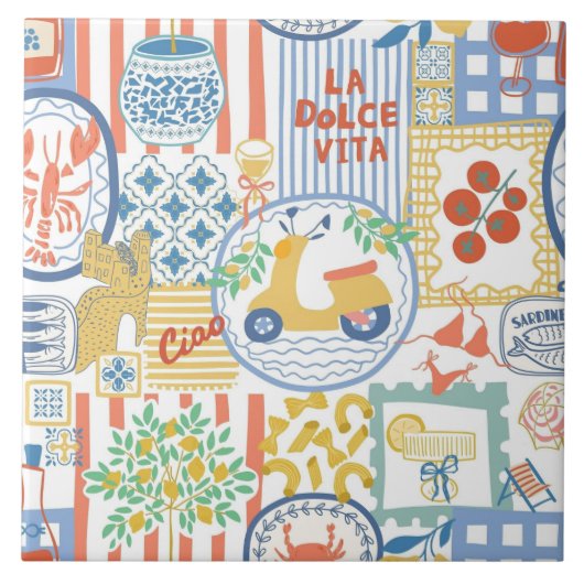 La Dolce Vita Italian Summer Lemons Mediterranean タイル (正面)