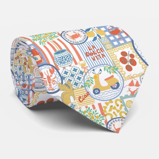 La Dolce Vita Italian Summer Lemons Mediterranean ネクタイ (ロール)