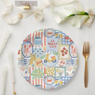 La Dolce Vita Italian Summer Lemons Mediterranean  ペーパープレート