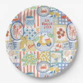 La Dolce Vita Italian Summer Lemons Mediterranean  ペーパープレート (正面)