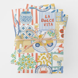 La Dolce Vita Italian Summer Lemons Mediterranean ラッピングペーパーシート