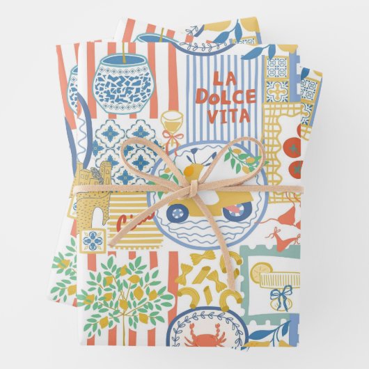 La Dolce Vita Italian Summer Lemons Mediterranean  ラッピングペーパーシート (インサイチュ)