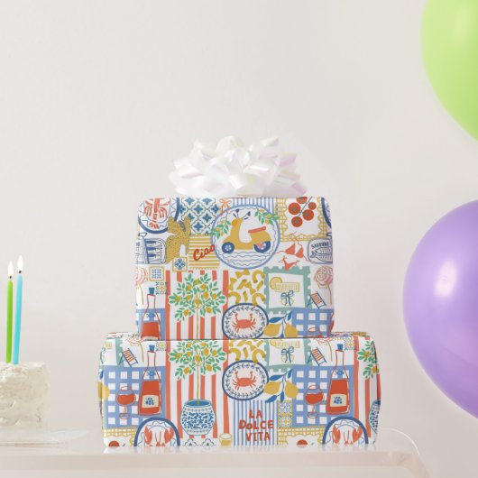 La Dolce Vita Italian Summer Lemons Mediterranean ラッピングペーパー (パーティーギフト)