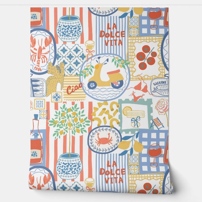 La Dolce Vita Italian Summer Lemons Mediterranean  壁紙 (ほどく)