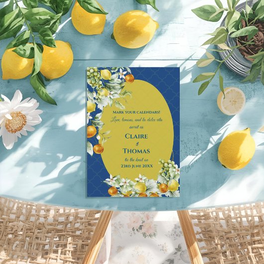 La Dolce Vita Lemon Blue Mediterranean Wedding セーブザデート