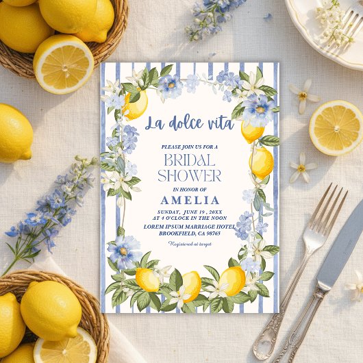 La Dolce Vita Lemon Citrus Italian summer Wedding 招待状