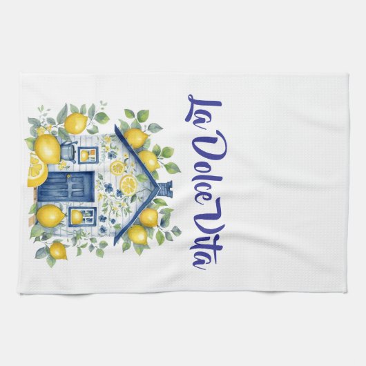 La Dolce Vita Lemon Cottage Kitchen Towel キッチンタオル (横)