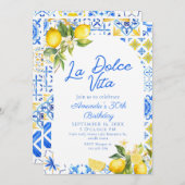 La Dolce Vita Lemon elegent イタリアン 30th Birthday 招待状 (正面/裏面)