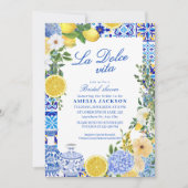 La Dolce Vita Lemon Mediterranean Bridal shower 招待状 (正面)