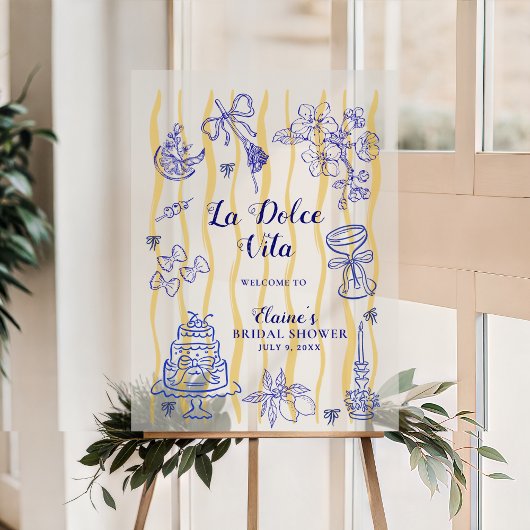 La Dolce Vita Mediterranean Bridal Shower Welcome アクリルサイン