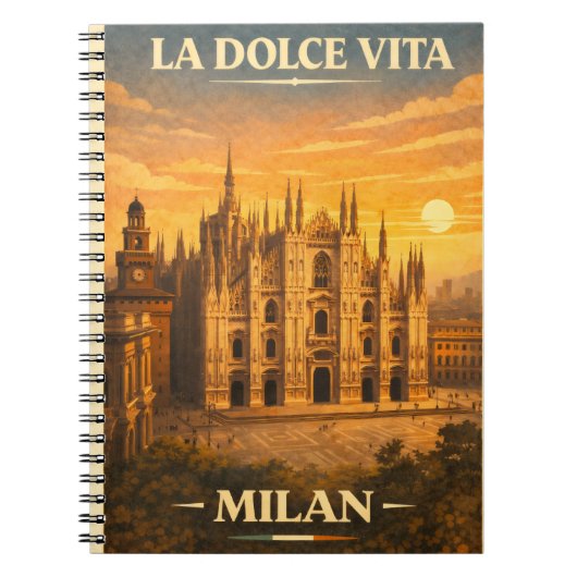 La Dolce Vita - Milan Vintage Travel Poster ノートブック (正面)