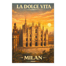 La Dolce Vita - Milan Vintage Travel Poster フォトプリント