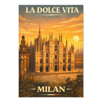 La Dolce Vita - Milan Vintage Travel Poster フォトプリント