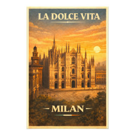 La Dolce Vita - Milan Vintage Travel Poster フォトプリント