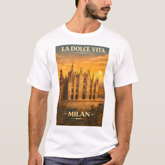La Dolce Vita - Milan Vintage Travel Poster Tシャツ