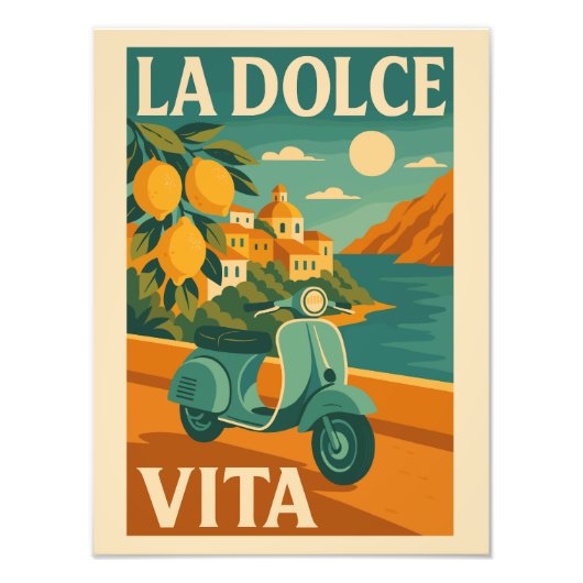 La Dolce Vita – Retro Italian Coast Travel フォトプリント (正面)
