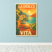 La Dolce Vita – Retro Italian Coast Travel Poster キャンバスプリント (インサイチュ (ウッドフロア))