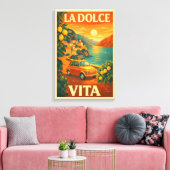 La Dolce Vita – Retro Italian Coast Travel Poster キャンバスプリント (インサイチュ (リビング))