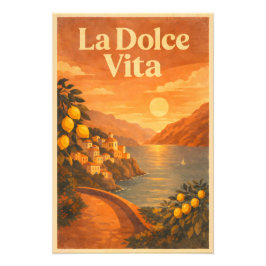 La Dolce Vita – Retro Italian Coast Travel Poster フォトプリント