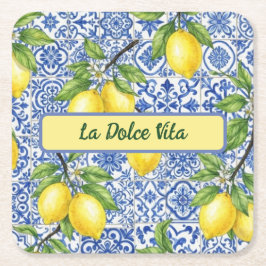 La Dolce Vita Sicily, Limoncello Party Decor スクエアペーパーコースター