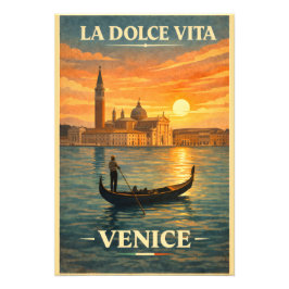La Dolce Vita - Venice Vintage Travel Poster フォトプリント