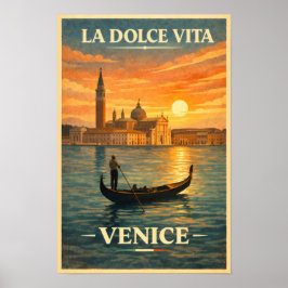La Dolce Vita - Venice Vintage Travel Poster ポスター