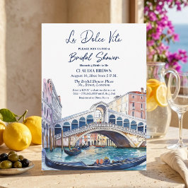 La Dolce Vita Watercolor Venice Bridal Shower 招待状