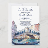 La Dolce Vita Watercolor Venice Bridal Shower 招待状 (正面)