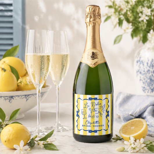 La Dolce Vita Whimsical Italian Bridal Shower スパークリングワインラベル