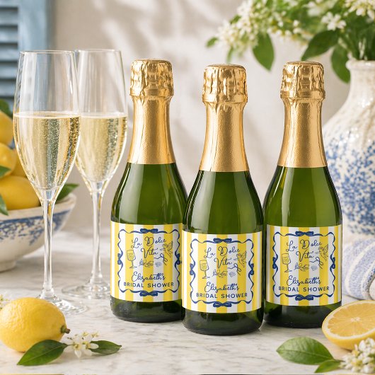 La Dolce Vita Whimsical Italian Bridal Shower Mini スパークリングワインラベル