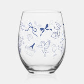 La Dolce Vita Whimsical Italian Themed ステムなしワイングラス (正面)