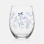 La Dolce Vita Whimsical Italian Themed ステムなしワイングラス (左)