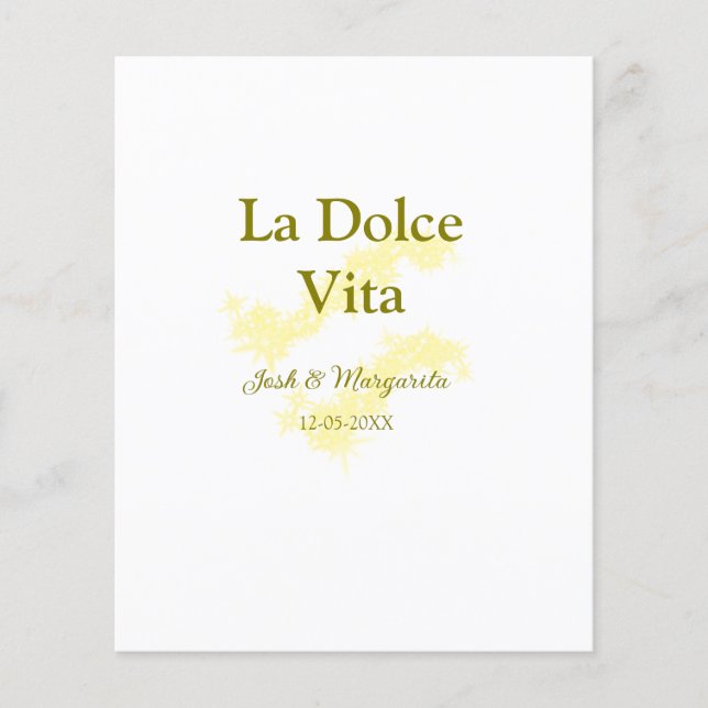 La Dolce Vita yellowのカップル結婚の名前の日付glit (正面)
