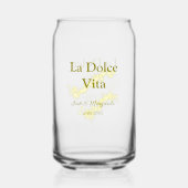 La Dolce Vita yellowのカップル結婚の名前の日付glit ガラス缶 (裏面)