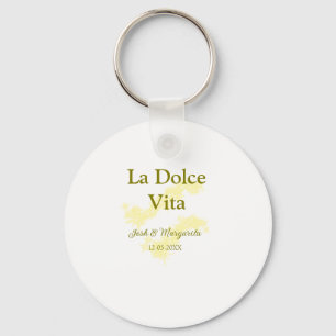 La Dolce Vita yellowのカップル結婚の名前の日付glit キーホルダー