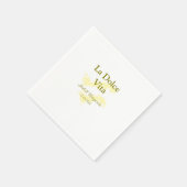 La Dolce Vita yellowのカップル結婚の名前の日付glit スタンダードカクテルナプキン (角)