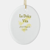 La Dolce Vita yellowのカップル結婚の名前の日付glit セラミックオーナメント (右)