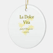 La Dolce Vita yellowのカップル結婚の名前の日付glit セラミックオーナメント (左)