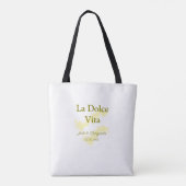 La Dolce Vita yellowのカップル結婚の名前の日付glit トートバッグ (裏面)