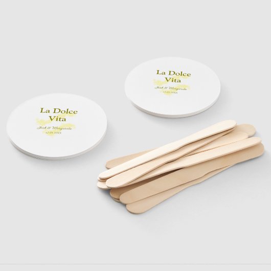 La Dolce Vita yellowのカップル結婚の名前の日付glit ハンドファン (組立なし)