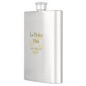 La Dolce Vita yellowのカップル結婚の名前の日付glit フラスク (左)