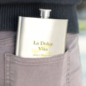 La Dolce Vita yellowのカップル結婚の名前の日付glit フラスク (インサイチュ)