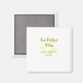 La Dolce Vita yellowのカップル結婚の名前の日付glit マグネット (正面/裏面)