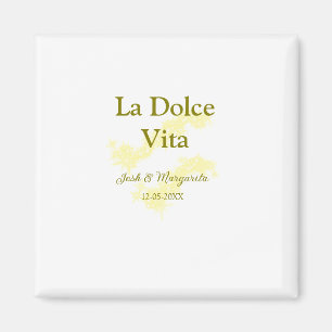 La Dolce Vita yellowのカップル結婚の名前の日付glit マグネット