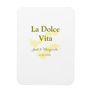 La Dolce Vita yellowのカップル結婚の名前の日付glit マグネット