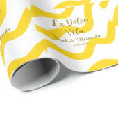La Dolce Vita yellowのカップル結婚の名前の日付glit ラッピングペーパー (ロールコーナー)